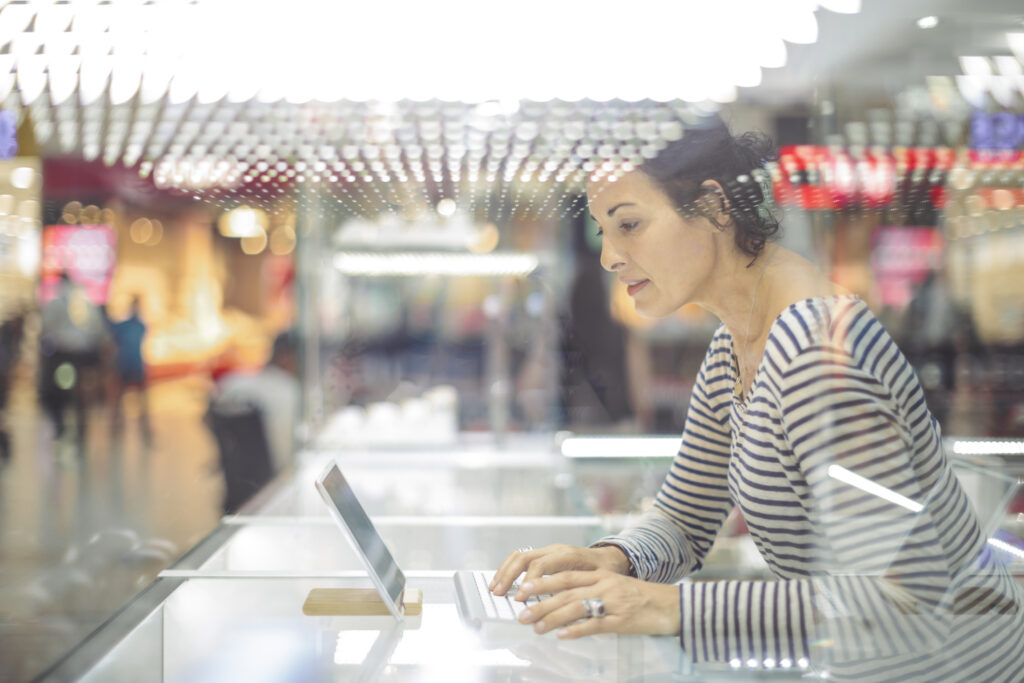 Businesswoman is working on her digital tablet